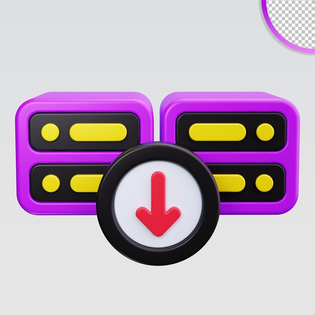 PSD 3d serverracks med download-ikon