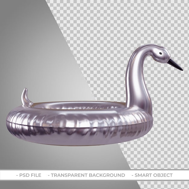 PSD 3d sommer sølv flamingo pool float isoleret