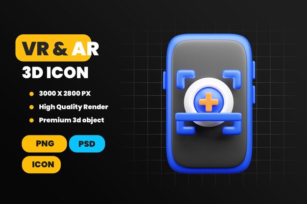 PSD 3d vr- og ar-ikon med smartphone