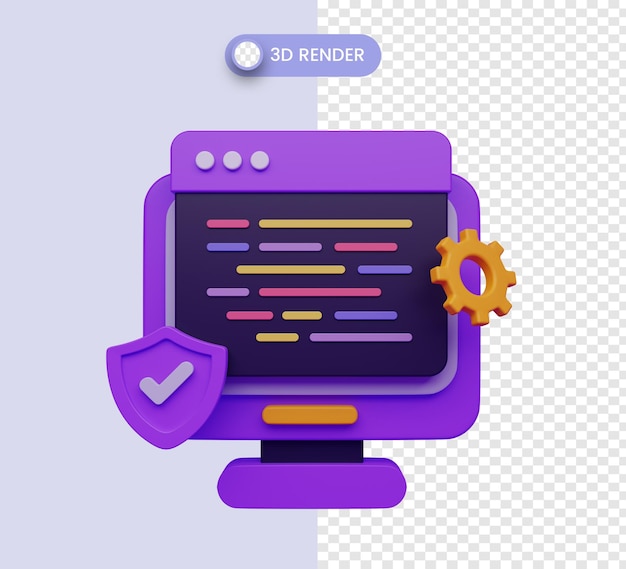 PSD 3d webudvikling, softwareudvikling, webdesign, kodning og programmering illustration