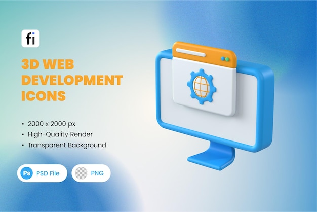 PSD 3d webudviklingsikoner content manager