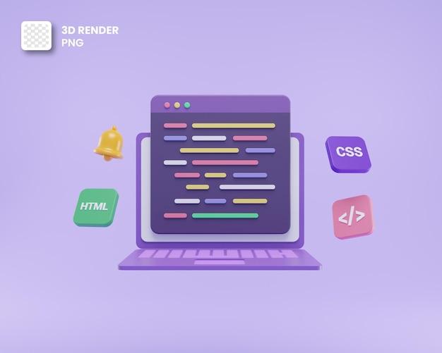 PSD 3d webutvikling eller programvareutvikling eller webdesignkoding og programmering