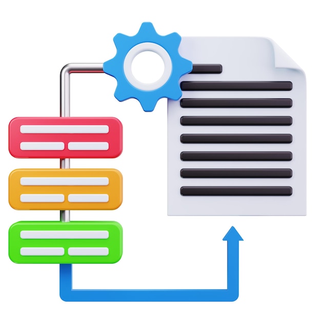 PSD 3d workflowautomatisering en gegevensverwerking concept