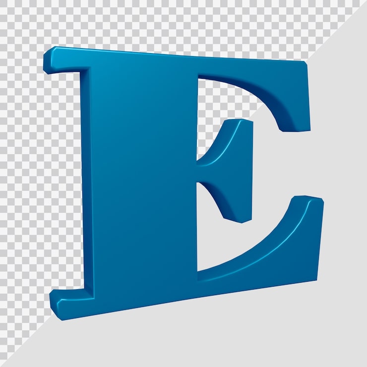 PSD alfabe harfi e 3d render