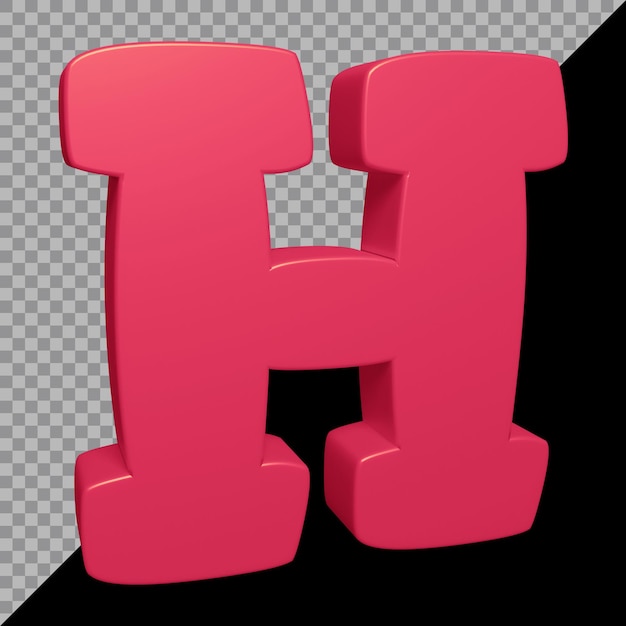 PSD alfabe harfi h'nin 3 boyutlu render'ı