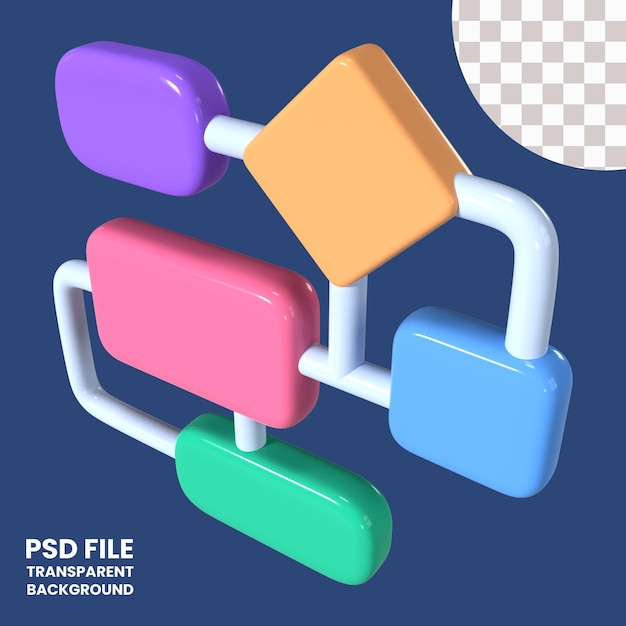 PSD 알고리즘 아이콘 3d 일러스트 아이콘