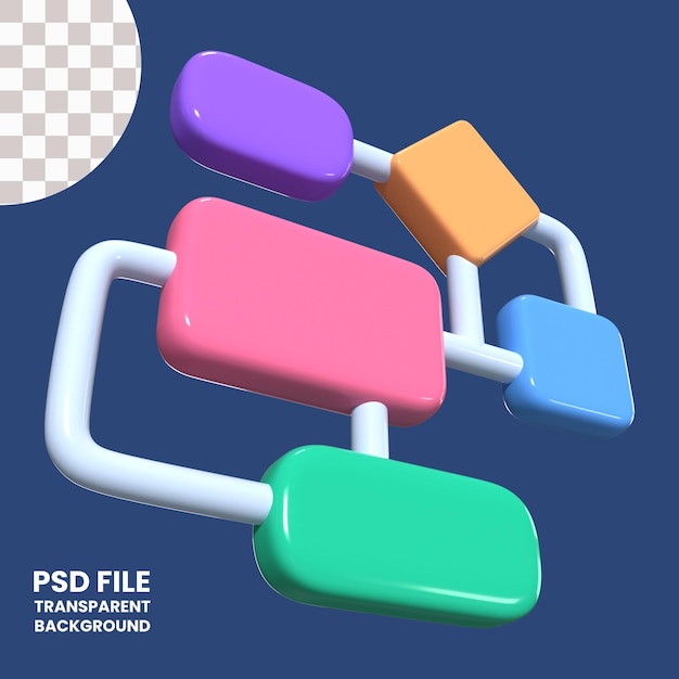 PSD 알고리즘 아이콘 3d 일러스트 아이콘