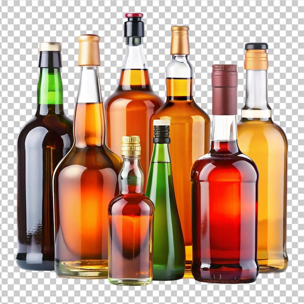 PSD alkoholflaskor på transparent bakgrund