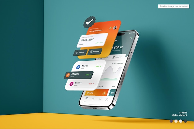 PSD app telefon skærm mockup