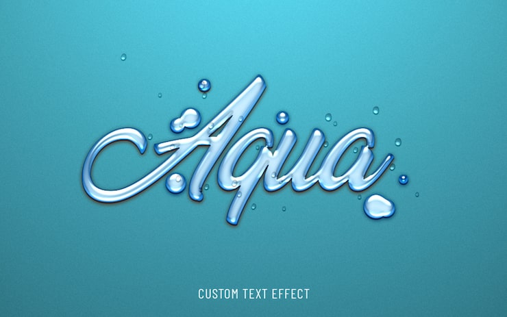 PSD aqua 3d vandteksteffekt
