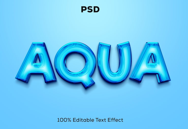 PSD aqua krom 3d-teksteffekt