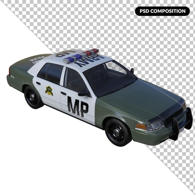 PSD askeri polis aracı izole edilmiş 3d
