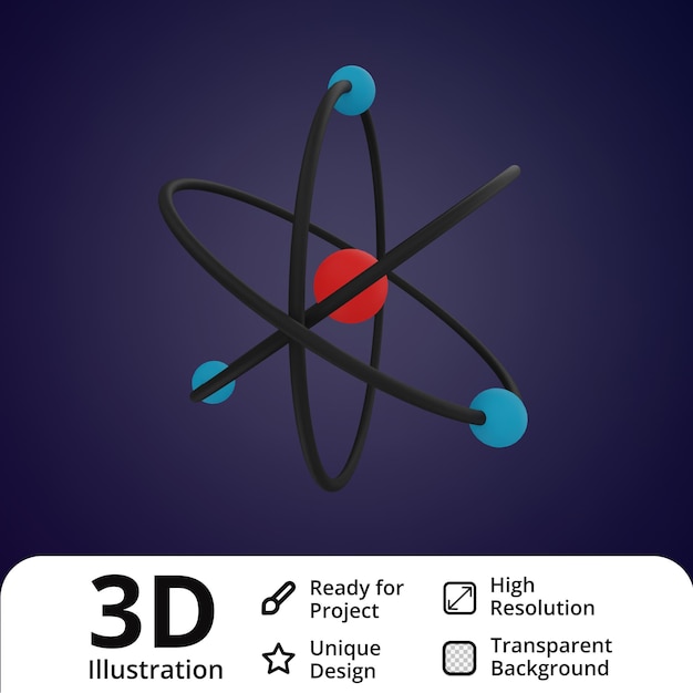 PSD atom 3d illustrasjon