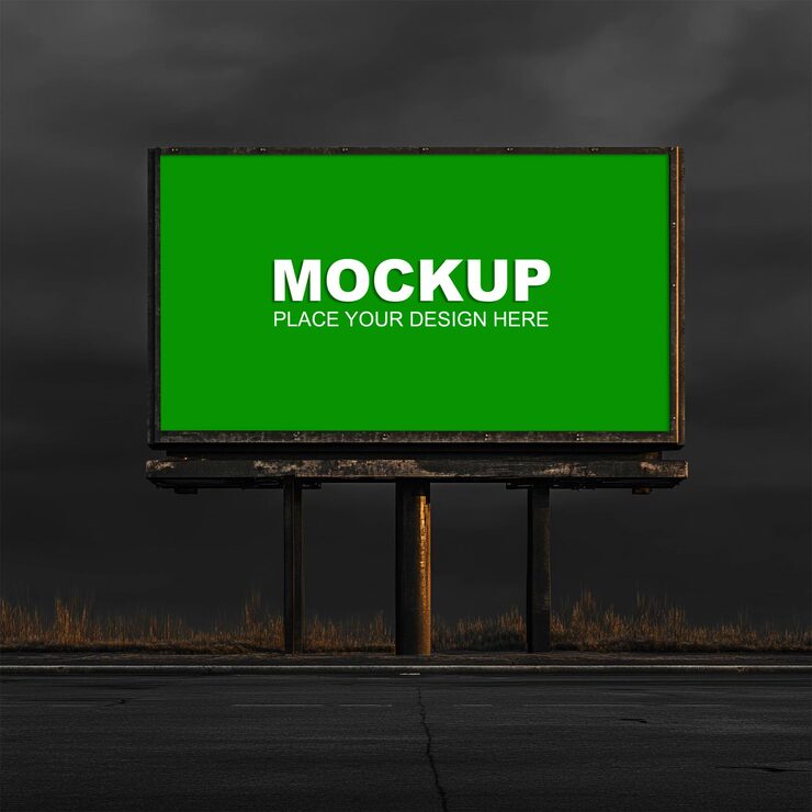 PSD billboard mockup om natten