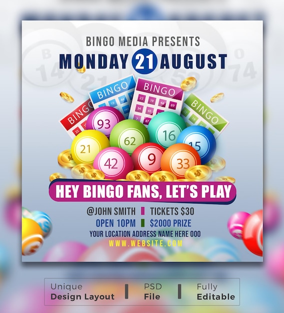 PSD bingo arrangement plakat