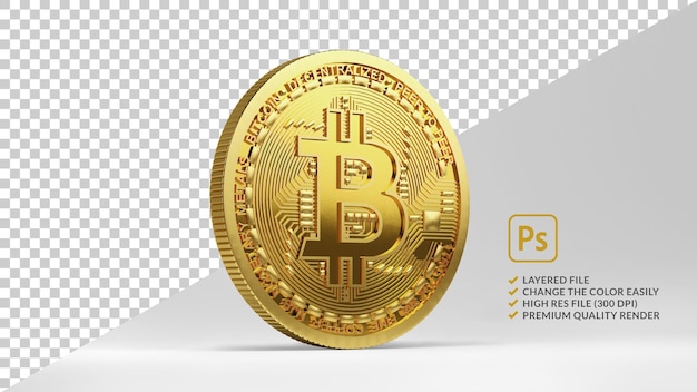 PSD дизайн биткойнов, изолированные в 3d-рендеринге