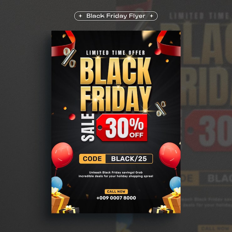 PSD black friday special sale flyer design skabelon