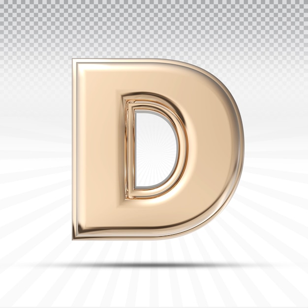 PSD bogstav d 3d style farve lys guld