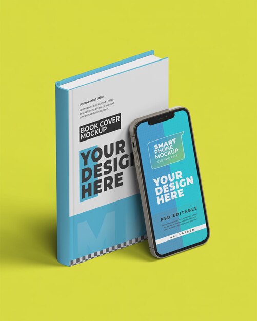 PSD bok og smarttelefon-mockup