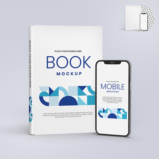 PSD bok og smarttelefon mockup