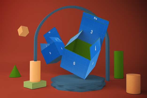 PSD boksrendering i 3d-designmodell
