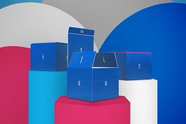 PSD boksrendering i 3d-designmodell