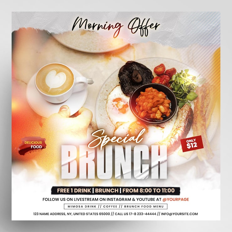 PSD brunch morning event instagram flyer