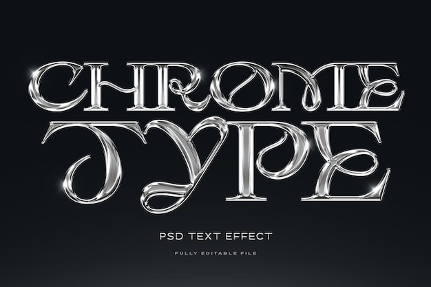 PSD chrome type tekst effekt