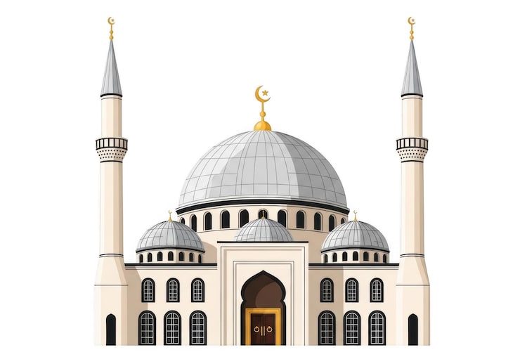 PSD çift minareli zarif cami