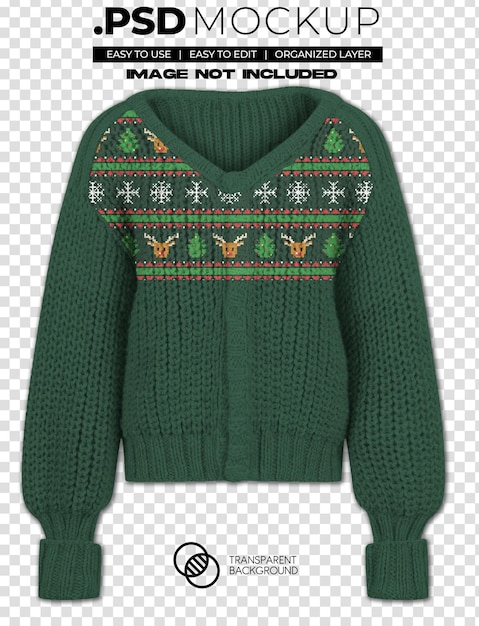 PSD çirkin örme ceket noel mockup
