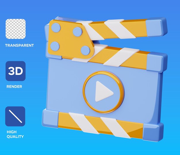 PSD 場記板3d渲染插圖