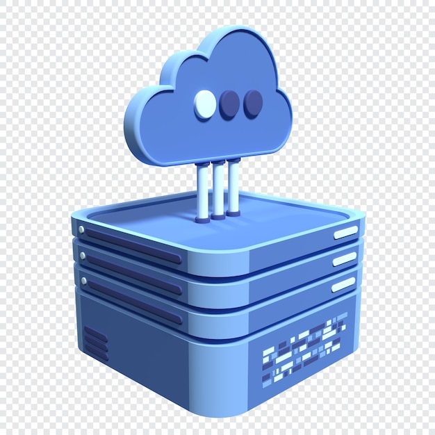 PSD cloud computing-technologie cloud datacenter met hosting server cloud service 3d-rendering netwerk en database cloud opslag 3d render illustratie