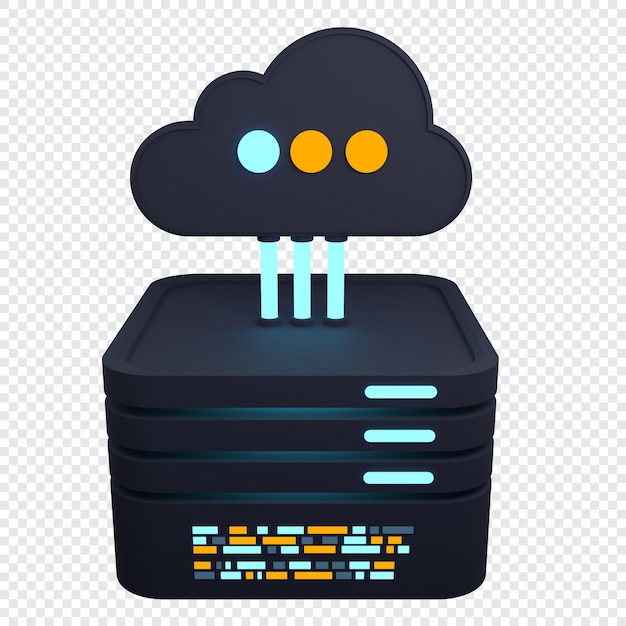 PSD cloud computing teknologi cloud datacenter med hosting server cloud service 3d rendering netværk og database cloud storage 3d rendering illustration