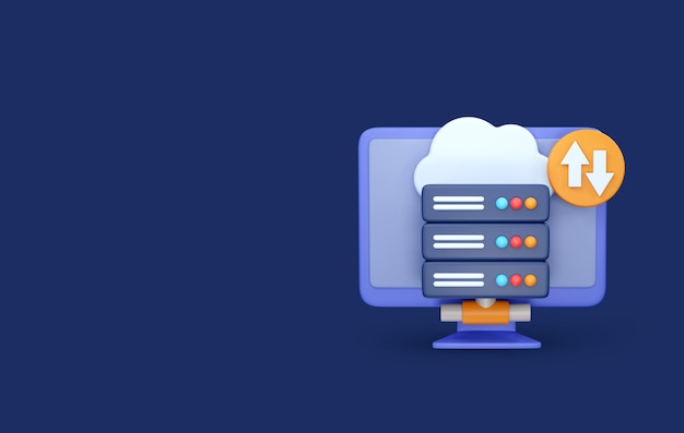 PSD cloud-lagring data backup og gem 3d serverikon