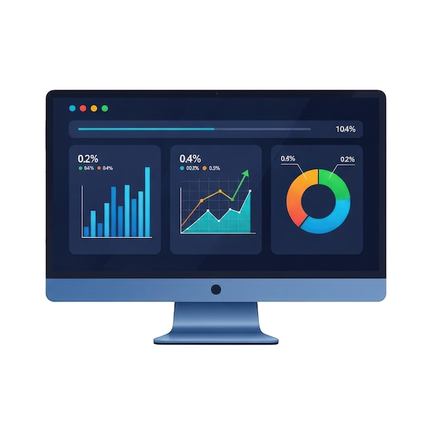 PSD computerskærm viser dataanalyse
