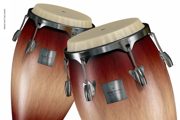 PSD conga drums mockup, close-up