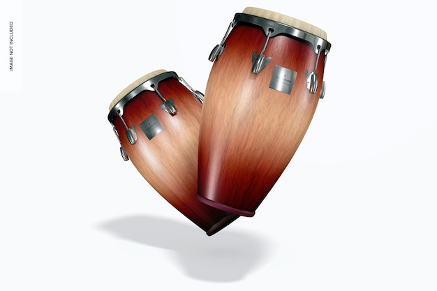 PSD conga drums mockup, falling