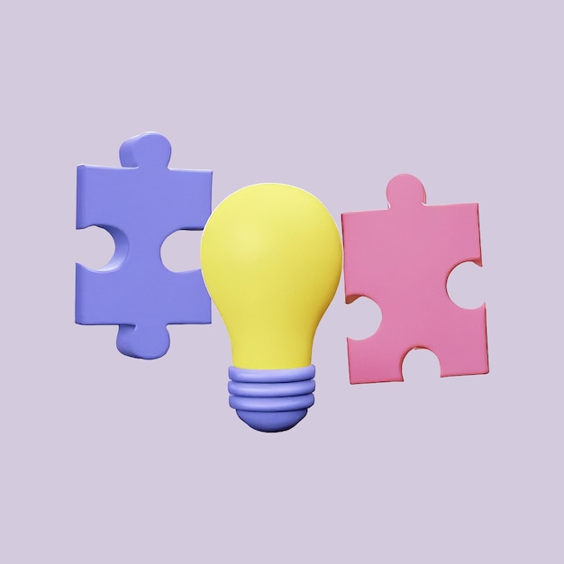 PSD creatief idee gloeilamp en puzzelstukjes