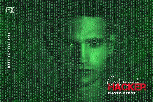 PSD cyberpunk hacker fotoeffekt