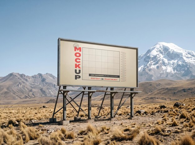 PSD dağlık arazide billboard maketi