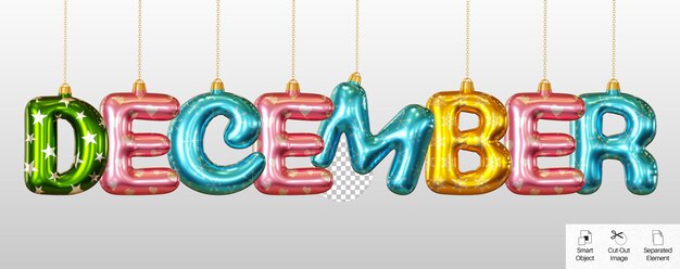 PSD december 3d render tekst effekt