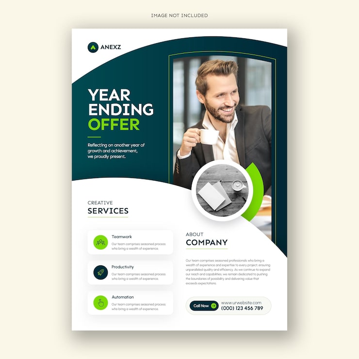 PSD designskabelon til forside af virksomhedsflyer, plakat eller brochure