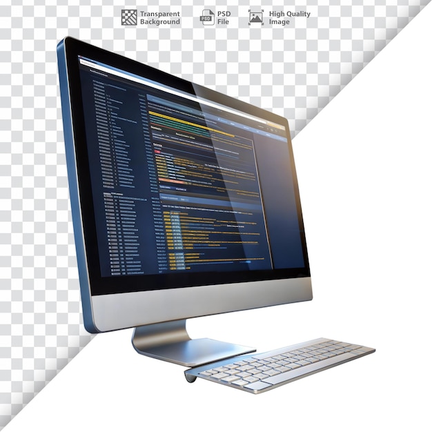 PSD desktop computerskærm med kodningssoftware, der symboliserer programmering