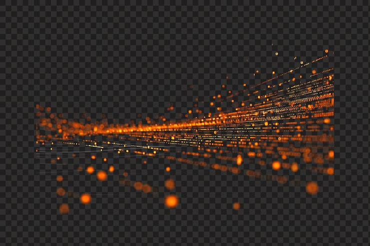 PSD digital data flow stream abstrakt partikel baggrund isoleret gennemsigtig baggrund png