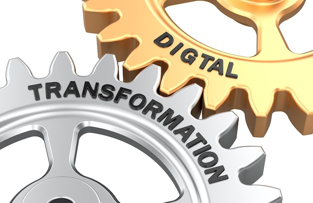 PSD digital transformation driver innovation och teknikkoncept 3d-rendering