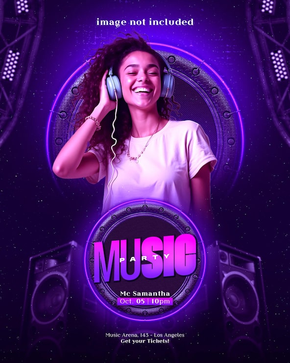 PSD dj müzik partisi etkinliği için psd düzenlenebilir el ilanı