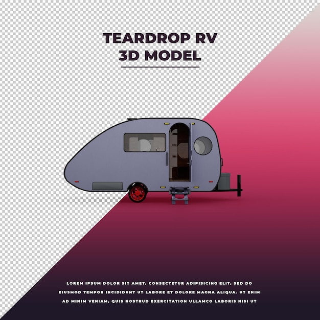 PSD dråbeformet autocamper 3d isoleret