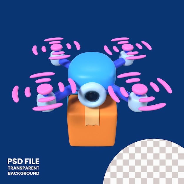 PSD drone bud 3d illustration ikon