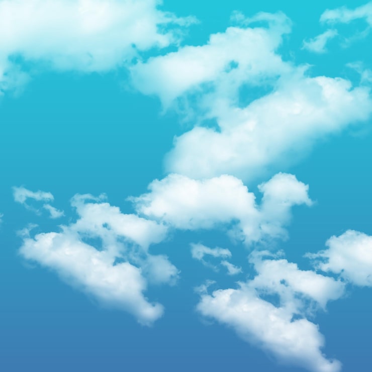 PSD een blauwe hemel met wolken en het woord wolk in het midden