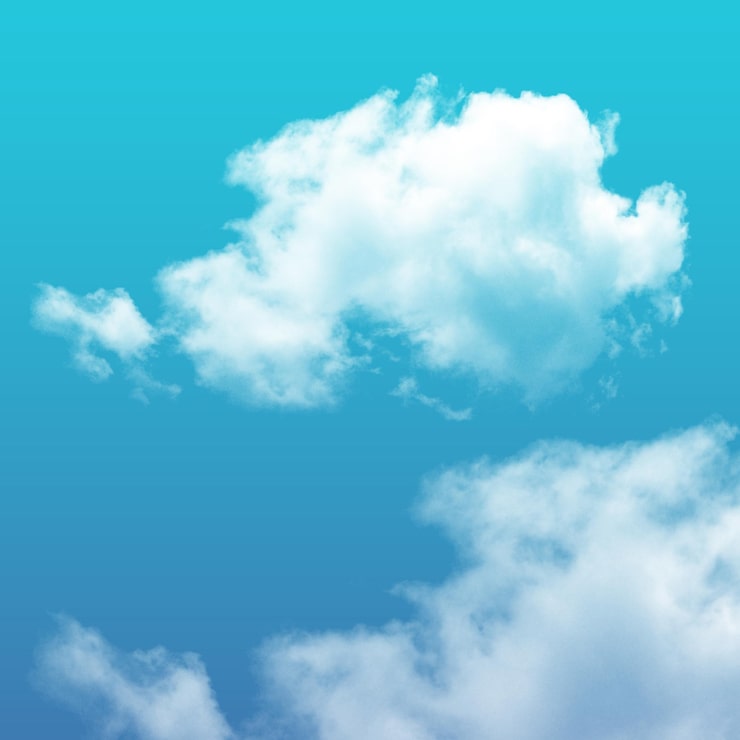 PSD een wolk met het woord wolk erop.